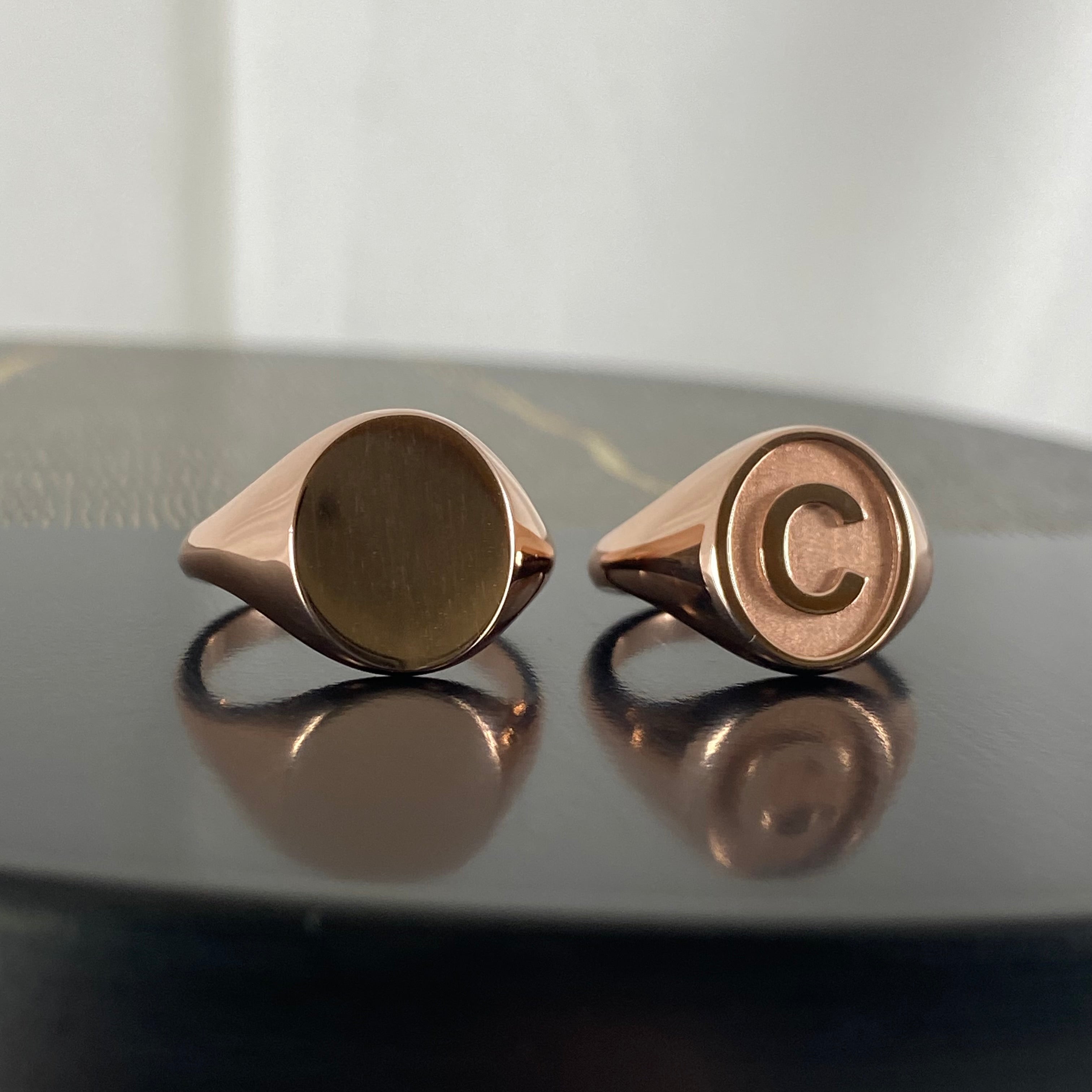 9 Carat Rose Gold Signet Rings
