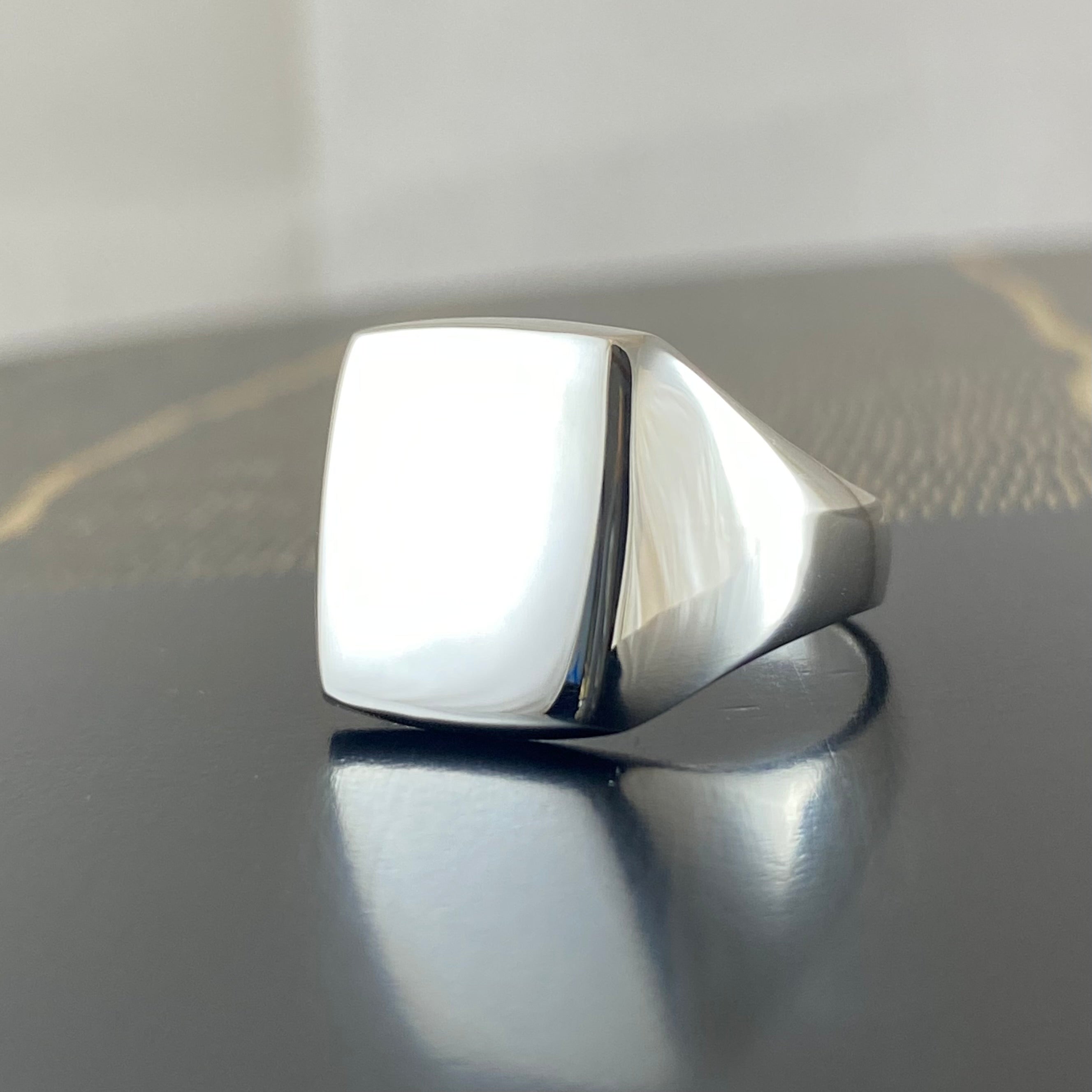 Cushion 14mm x 12mm - Sterling Silver Signet Ring