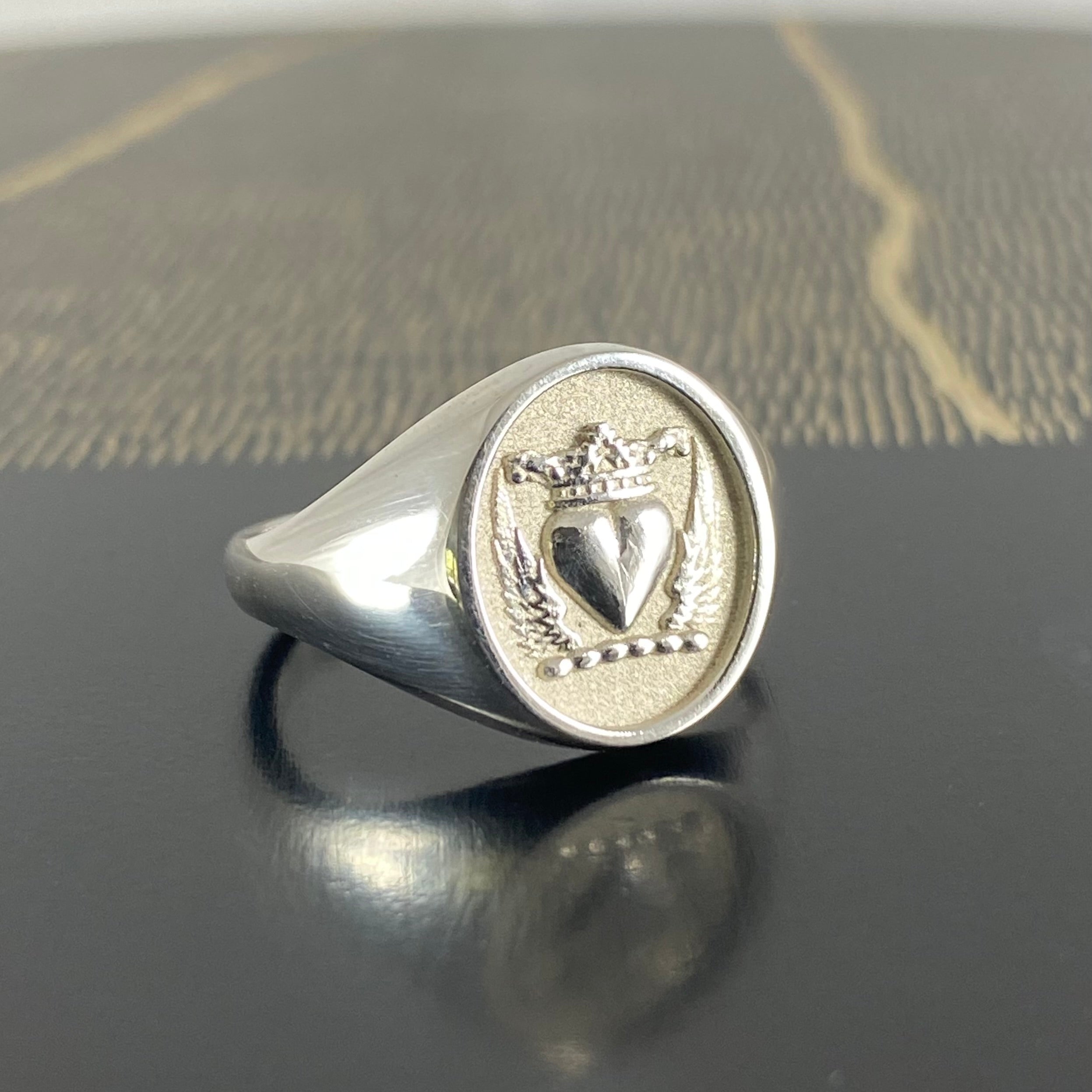 Winged Heart with Crown - Sterling Silver