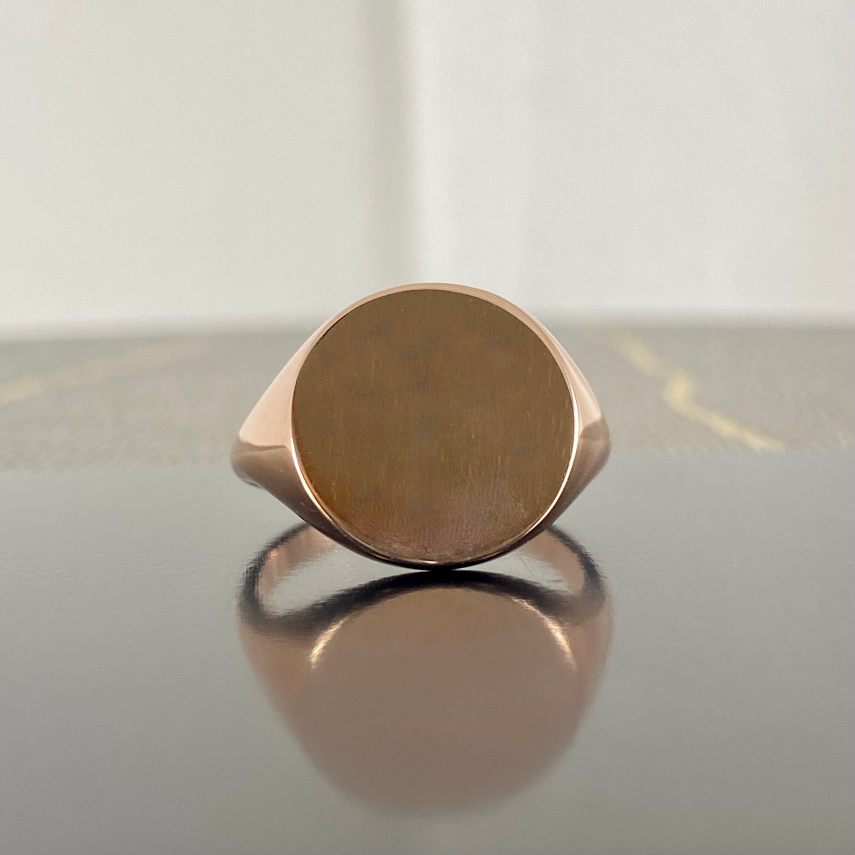 Round 14mm - 9 Carat Rose Gold Signet Ring