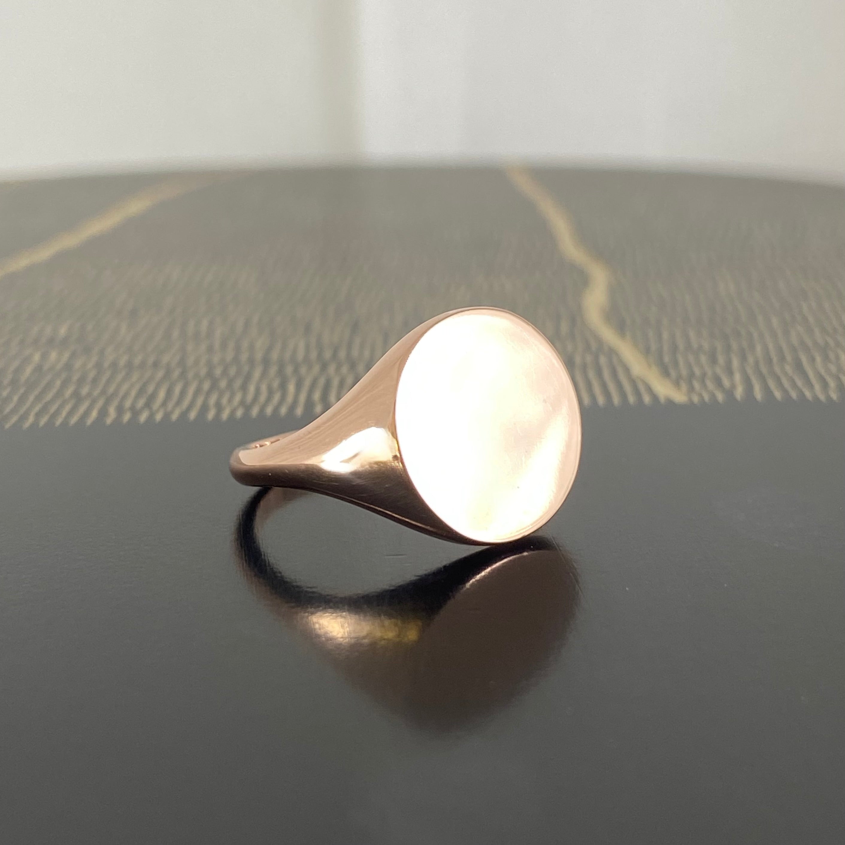 Round 14mm - 9 Carat Rose Gold Signet Ring