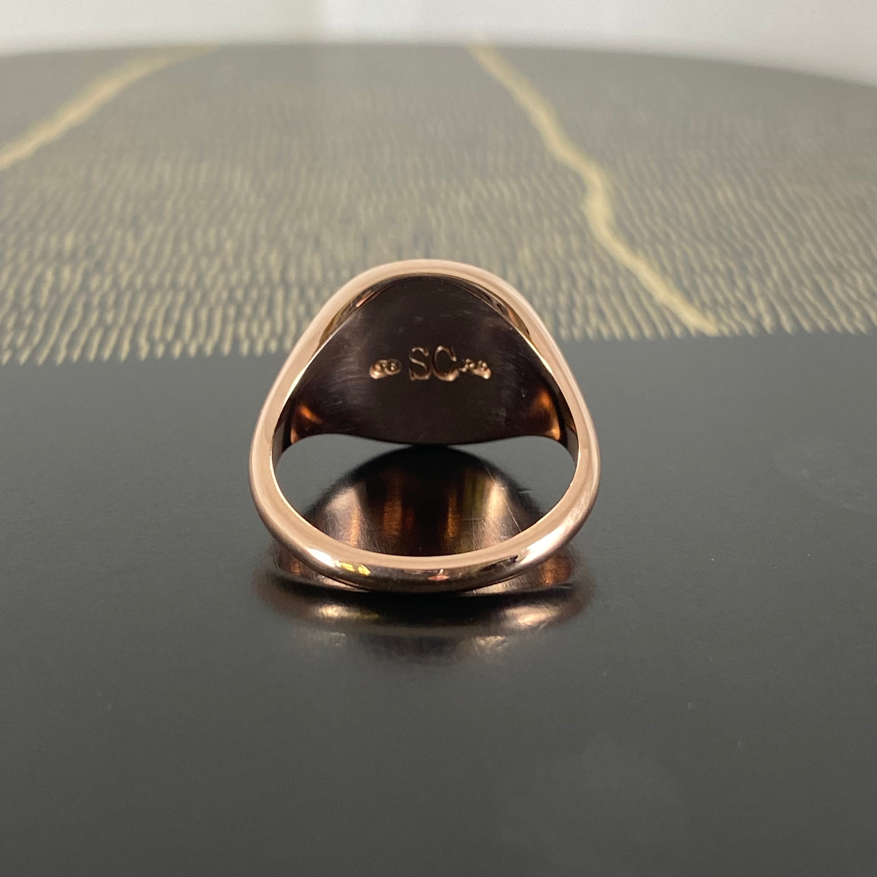 Round 14mm - 9 Carat Rose Gold Signet Ring