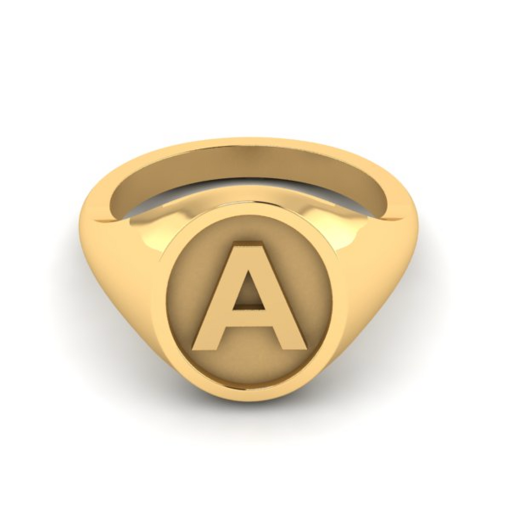 A - Alphabet Signet Ring A - Z -  9 Carat Yellow Gold Signet Ring