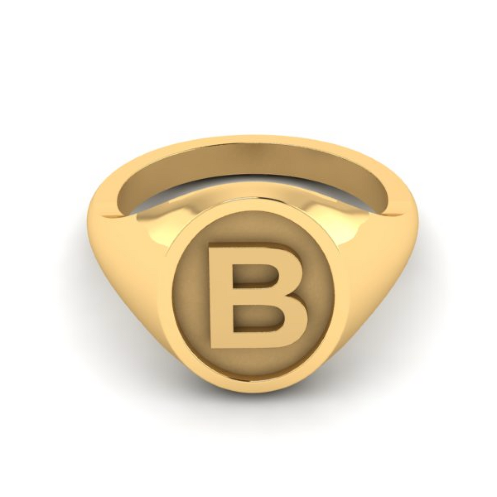 B - Alphabet Signet Ring A - Z -  9 Carat Yellow Gold Signet Ring