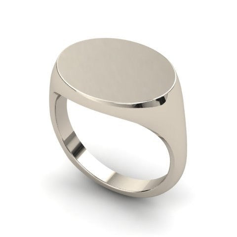 landscape oval signet ring 9 carat white gold 15mm x 12mm
