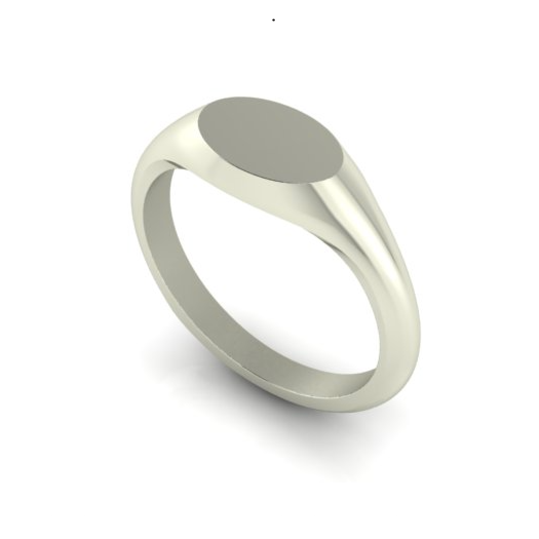 Small Landscape Oval 8mm x 5.5mm - Sterling Silver Signet Ring