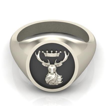Stag and Crown - Oxidised Sterling Silver