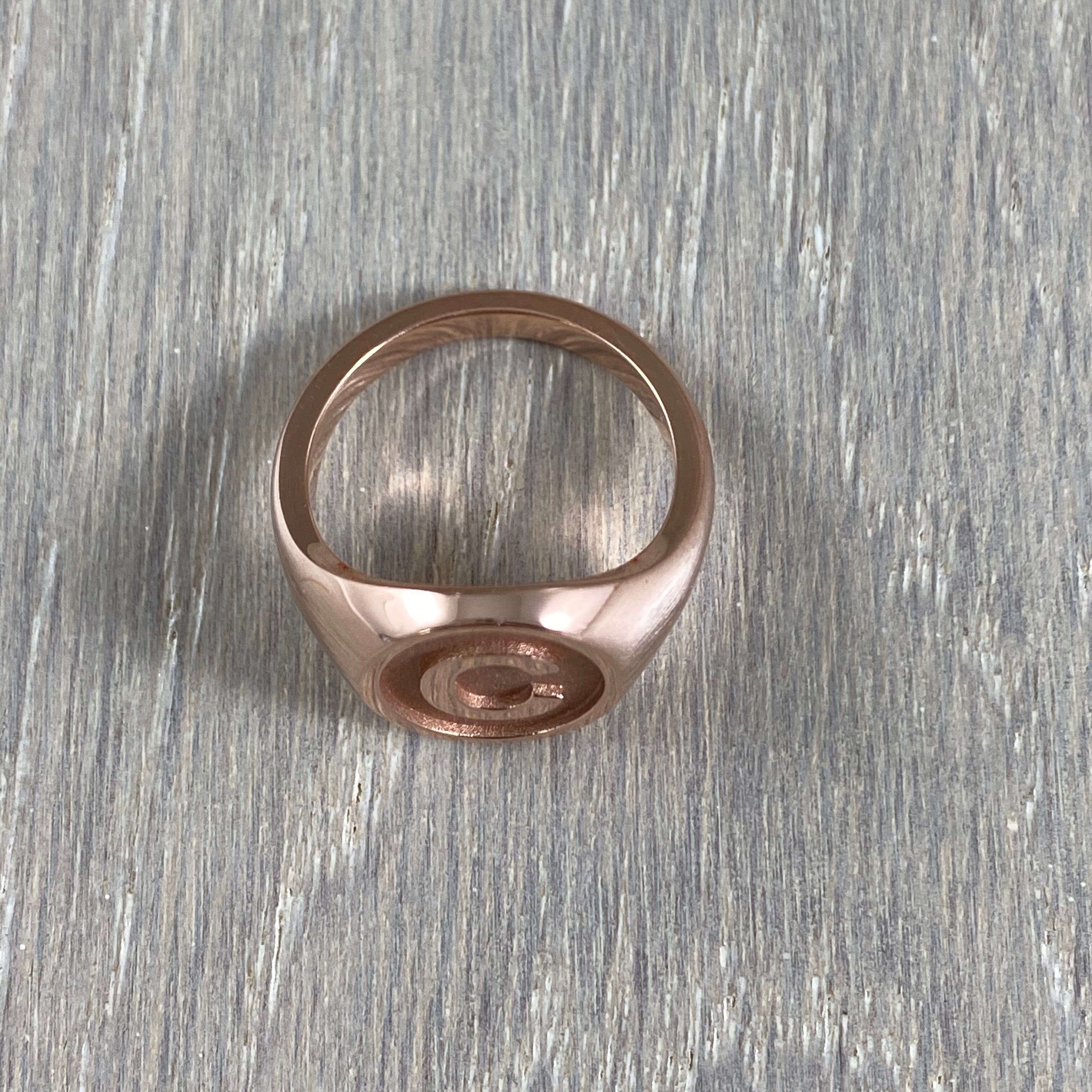 C - Alphabet Signet Ring A - Z - 9 Carat Rose Gold Signet Ring