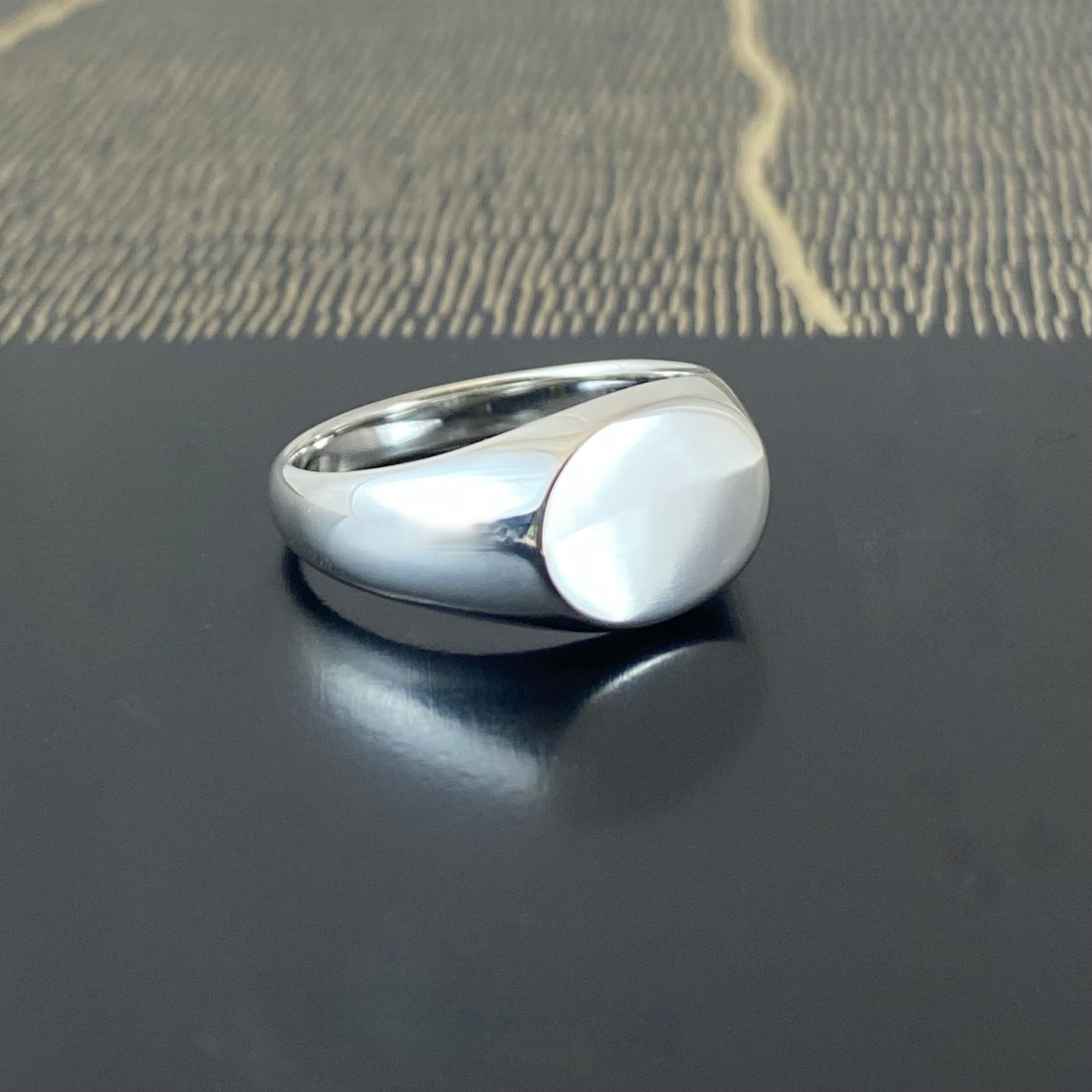 Landscape Oval 12mm x 10mm - Sterling Silver Signet Ring