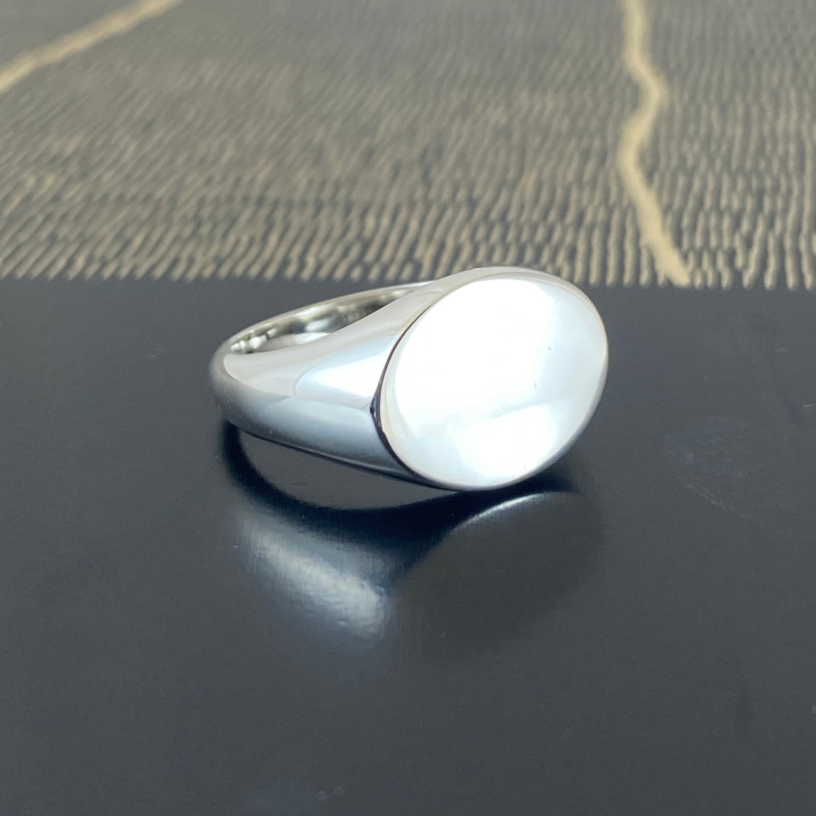 Landscape Oval 15mm x 12mm Sterling Silver Signet Ring