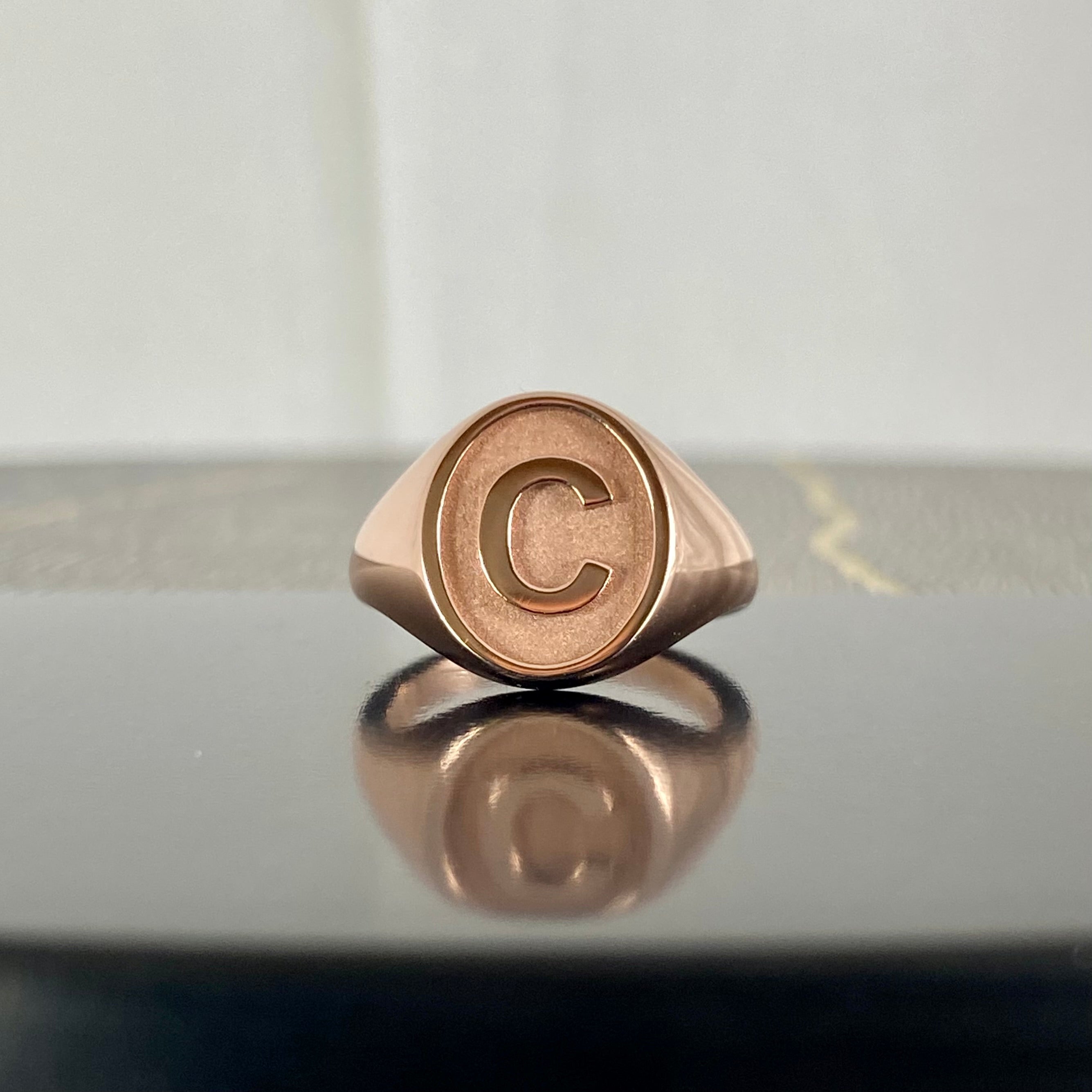 D - Z - Alphabet Signet Ring A - Z -  9 Carat Rose Gold Signet Ring