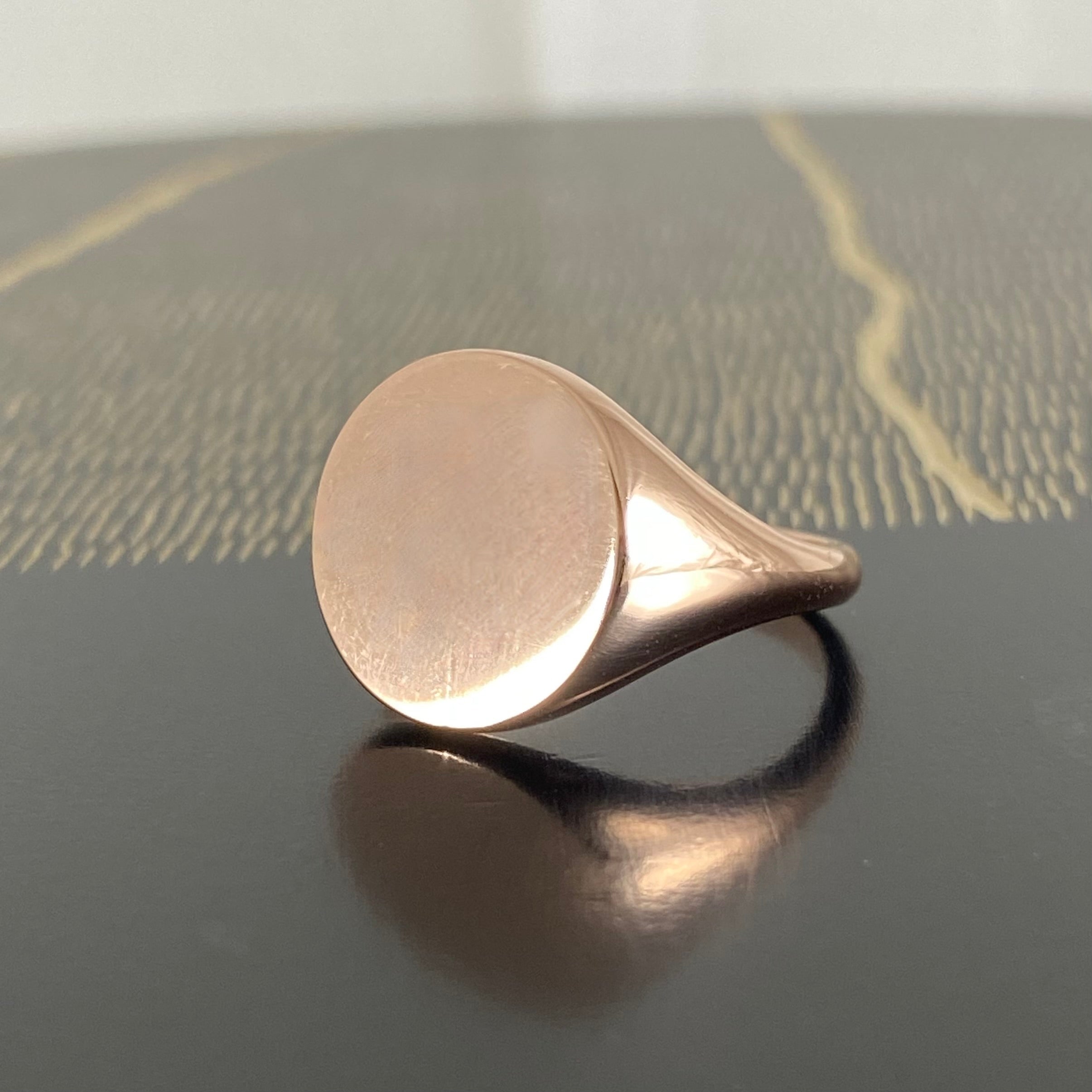 Round 14mm - 9 Carat Rose Gold Signet Ring