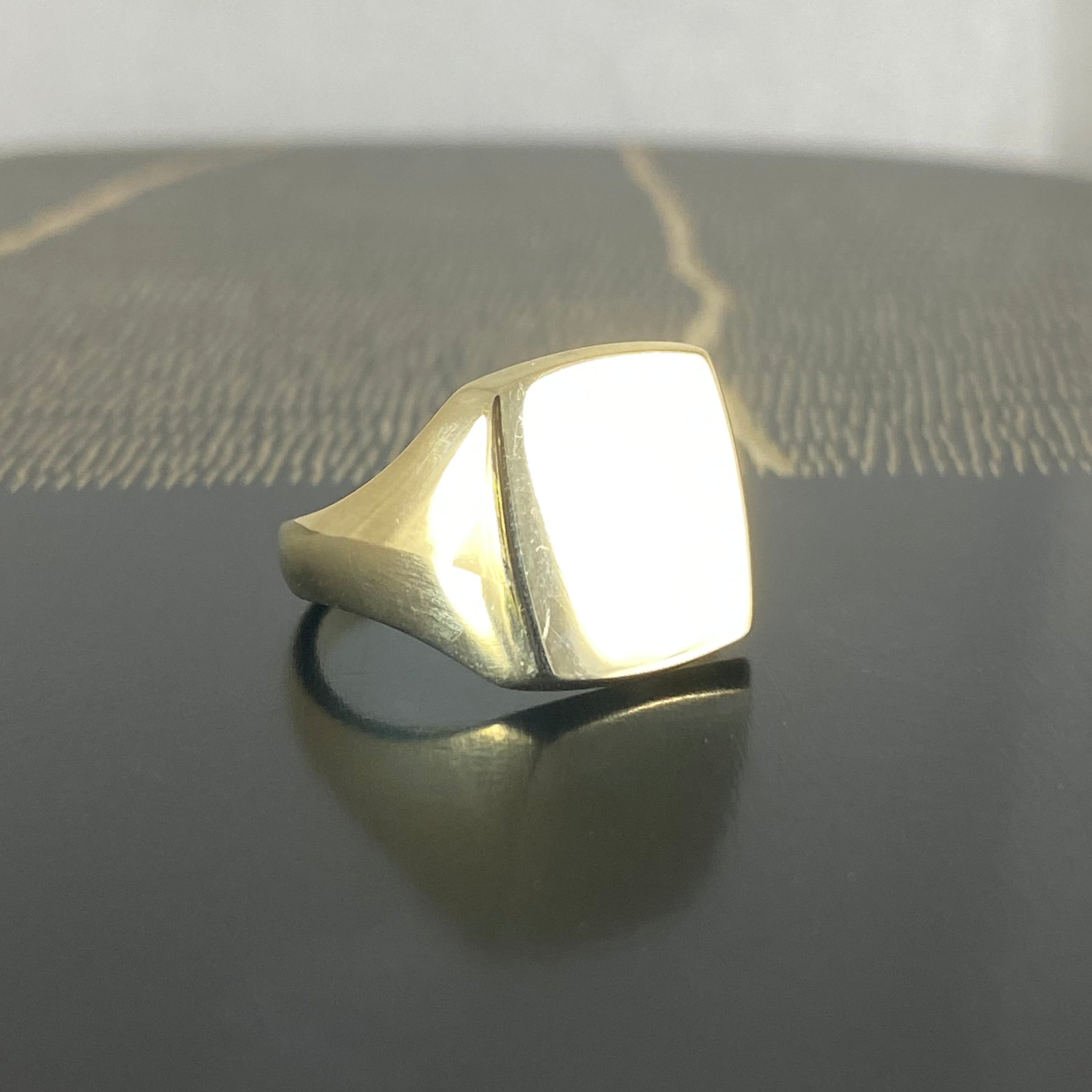 Cushion 12mm x 10mm - 9 Carat Yellow Gold Signet Ring