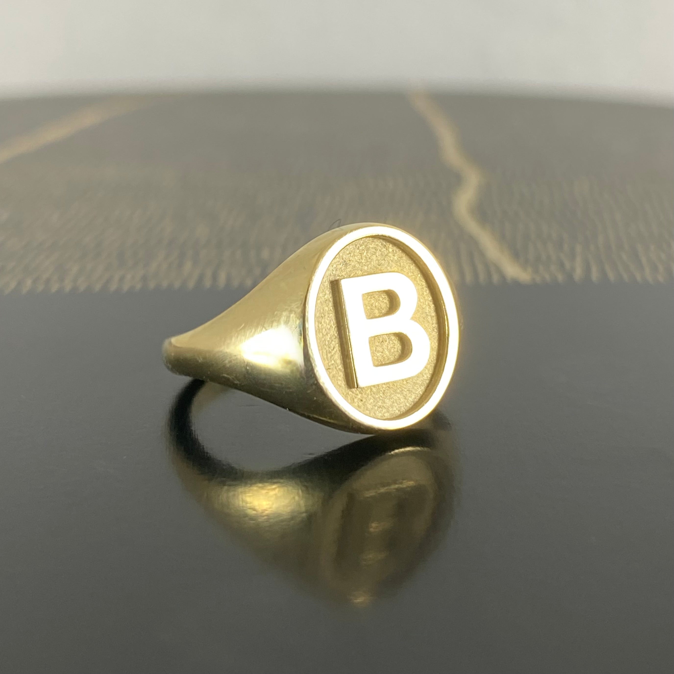 B - Alphabet Signet Ring A - Z -  9 Carat Yellow Gold Signet Ring