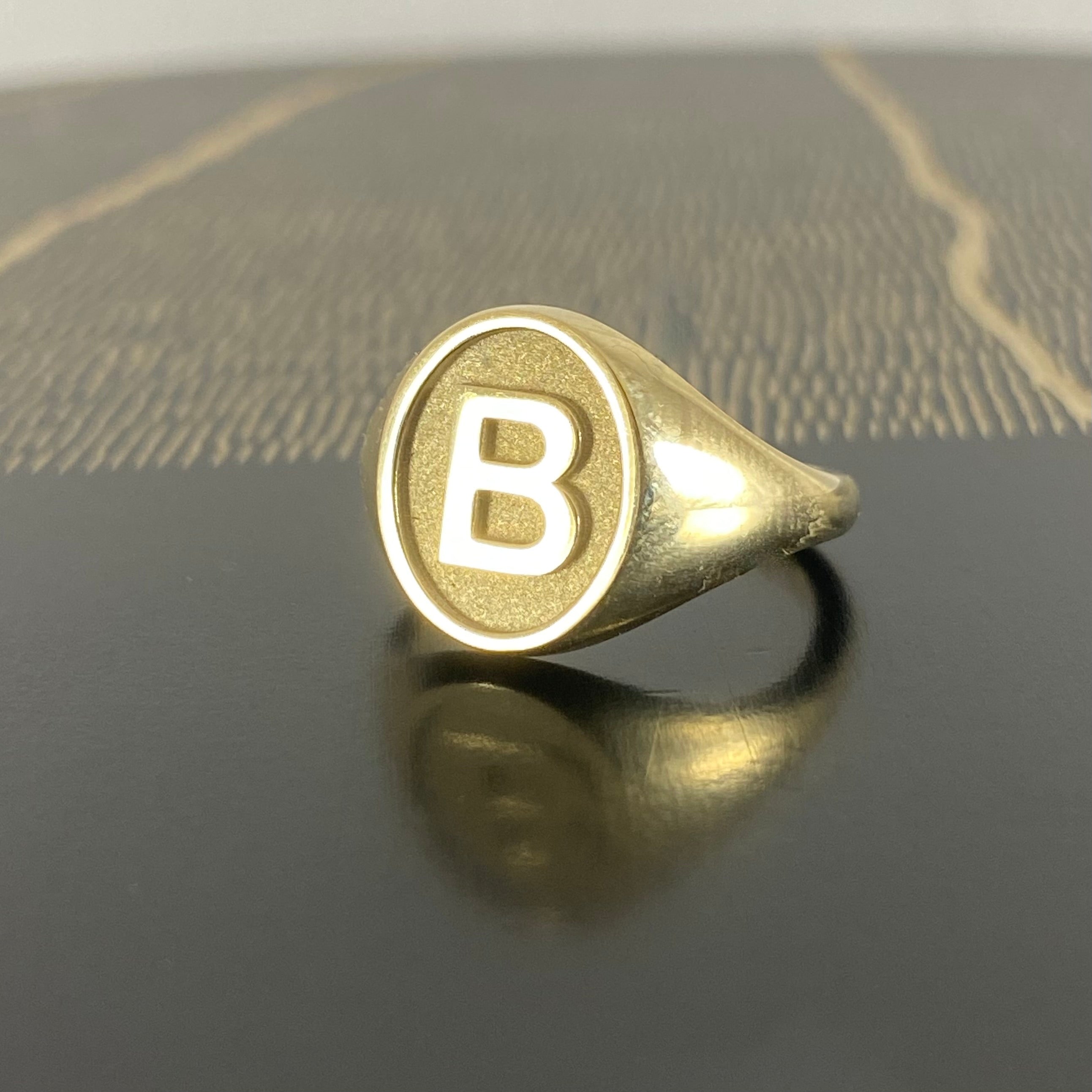 D - Z - Alphabet Signet Ring A - Z -  9 Carat Yellow Gold Signet Ring