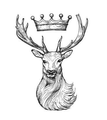 Stag and Crown - Oxidised Sterling Silver