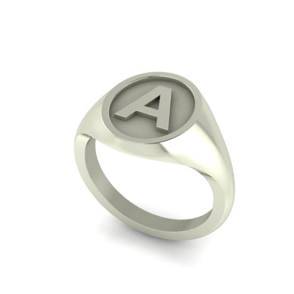 A - Alphabet Signet Ring A - Z -  Sterling Silver Signet Ring