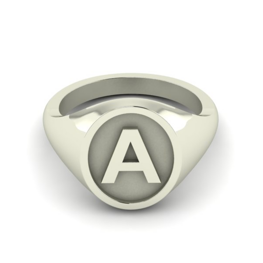 A - Alphabet Signet Ring A - Z -  Sterling Silver Signet Ring