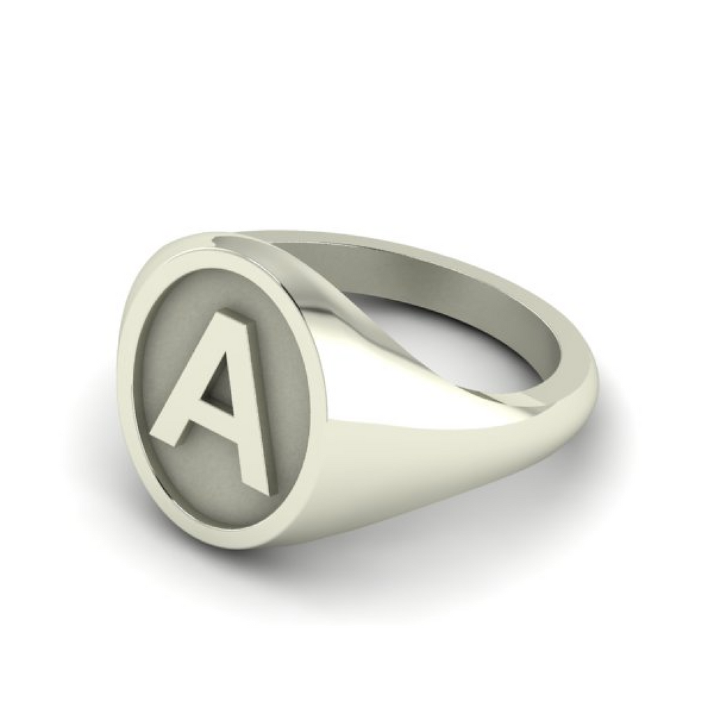 A - Alphabet Signet Ring A - Z -  Sterling Silver Signet Ring