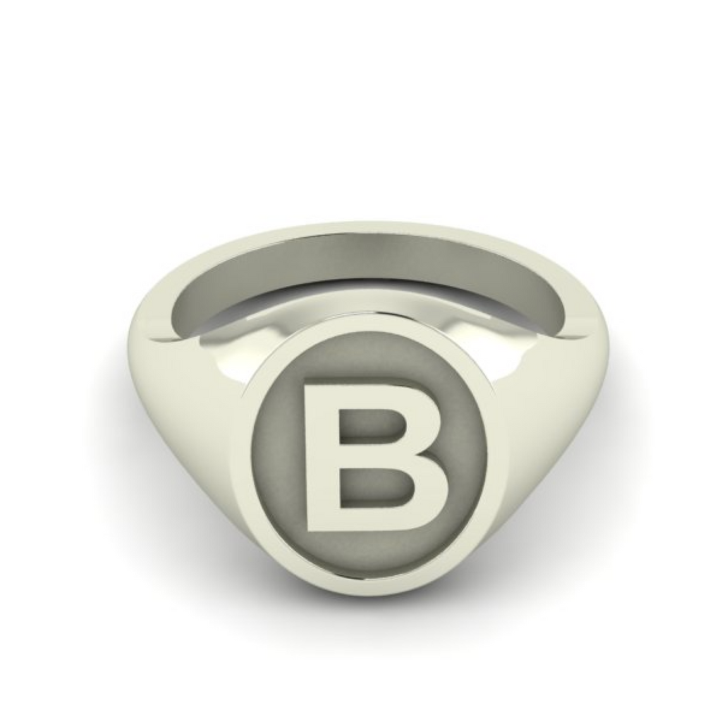 B - Alphabet Signet Ring A - Z -  Sterling Silver Signet Ring