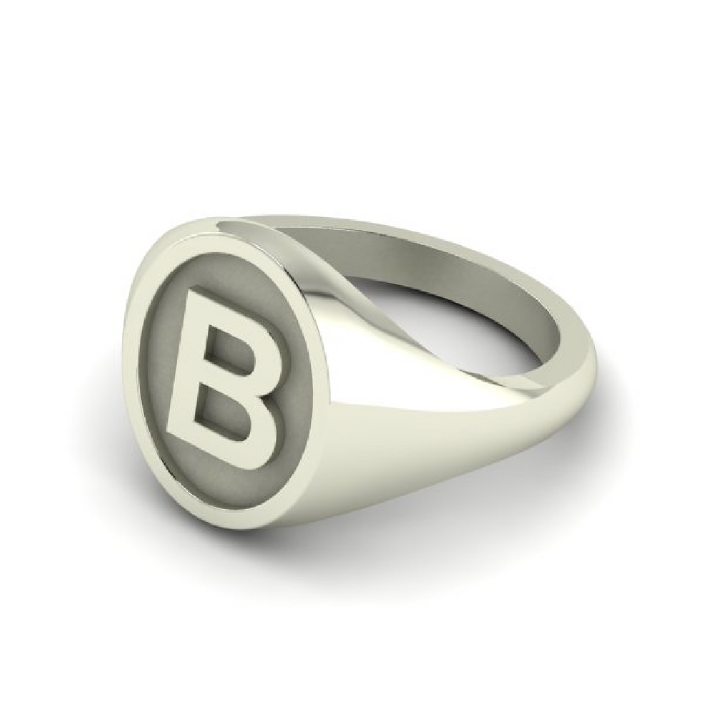 B - Alphabet Signet Ring A - Z -  Sterling Silver Signet Ring