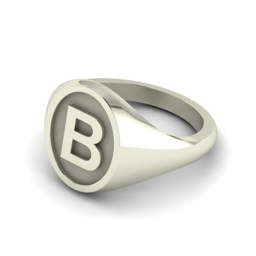 D - Z - Alphabet Signet Ring A - Z -  Sterling Silver Signet Ring