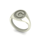 C - Alphabet Signet Ring A - Z -  Sterling Silver Signet Ring