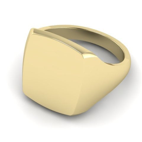 cushion signet ring 9 carat yellow gold 12mm x 10mm