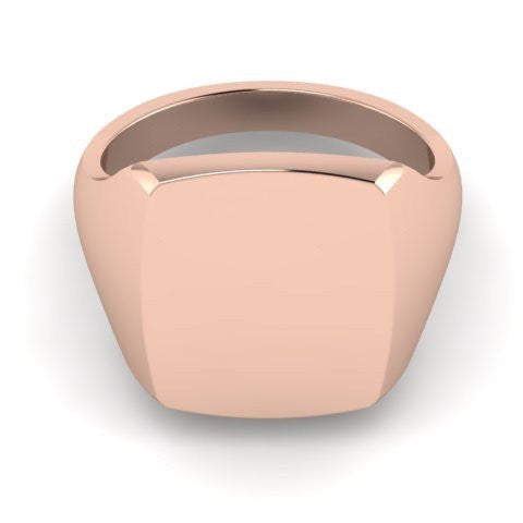 cushion signet ring 9 carat rose gold 16mm x 13mm