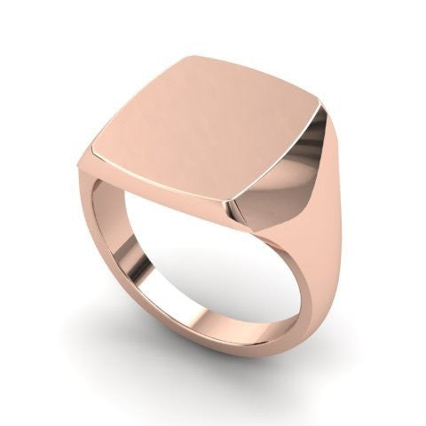 cushion signet ring 9 carat rose gold 16mm x 13mm