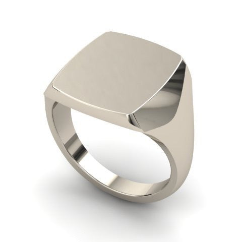 cushion signet ring sterling silver 14mm x 12mm