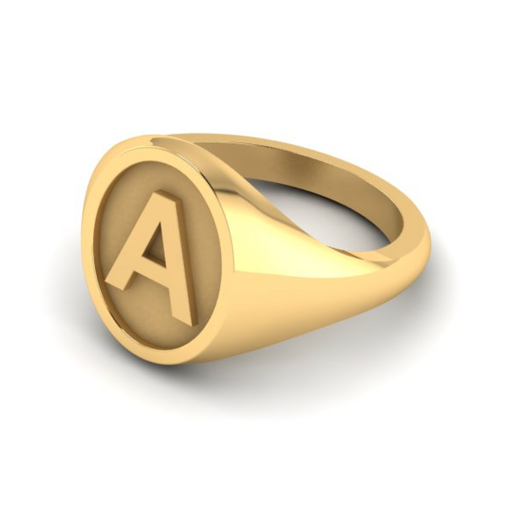 A - Alphabet Signet Ring A - Z -  9 Carat Yellow Gold Signet Ring