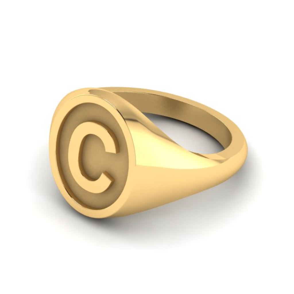 Personalised 9ct Yellow Gold Plain Heart Signet Ring