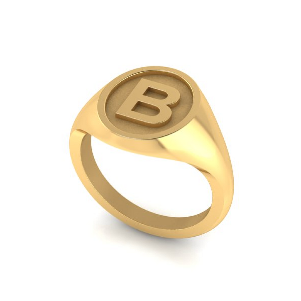B - Alphabet Signet Ring A - Z -  9 Carat Yellow Gold Signet Ring