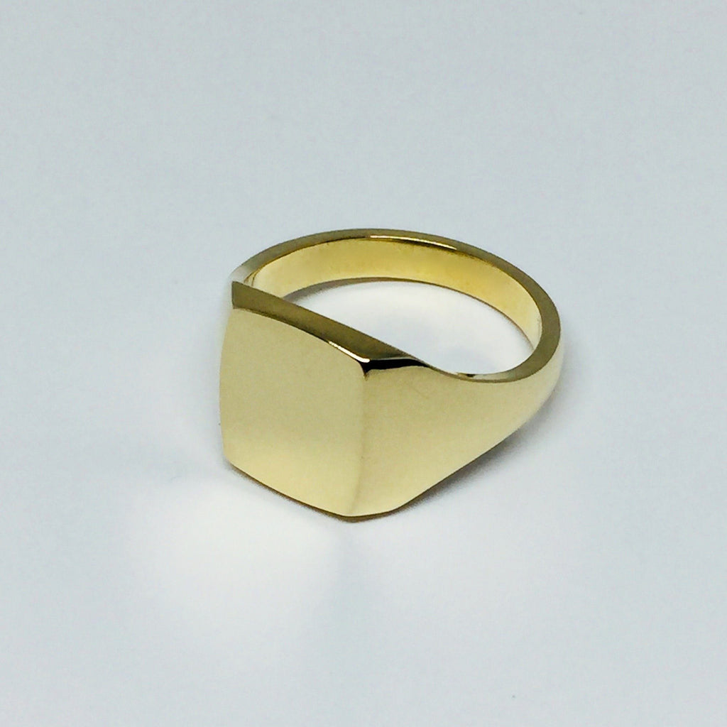 Cushion 12mm x 10mm - 9 Carat Yellow Gold Signet Ring