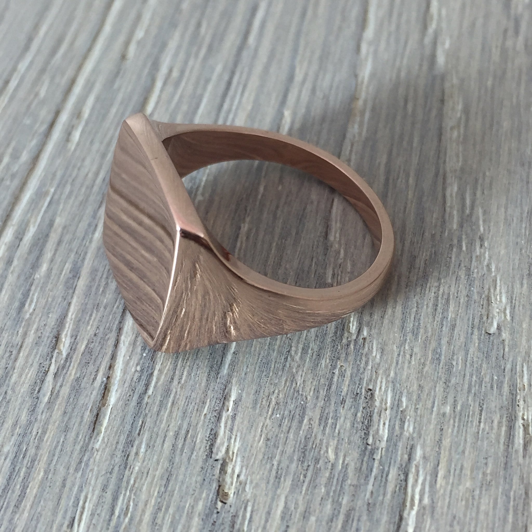 rose gold signet ring cushion shape