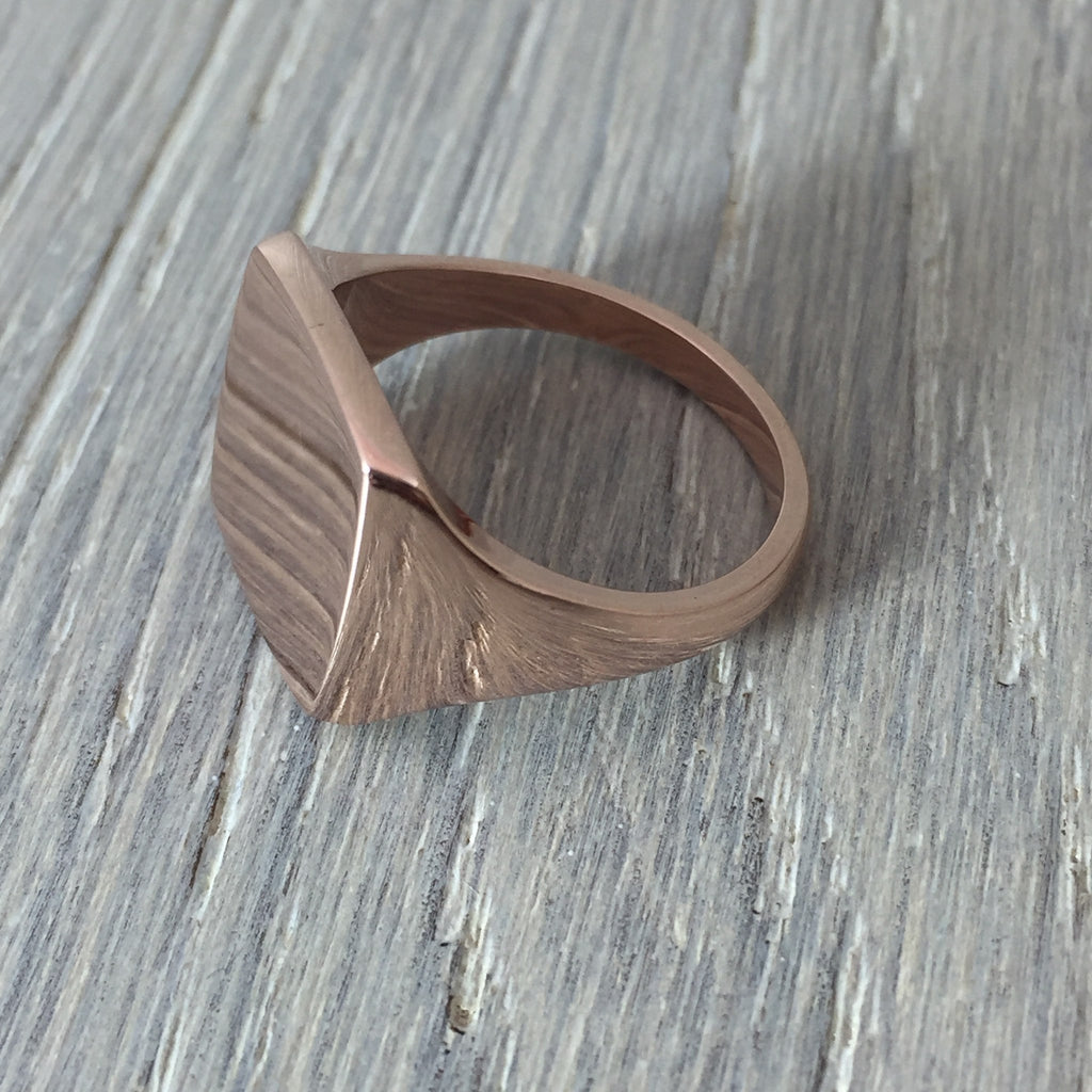 rose gold signet ring cushion shape