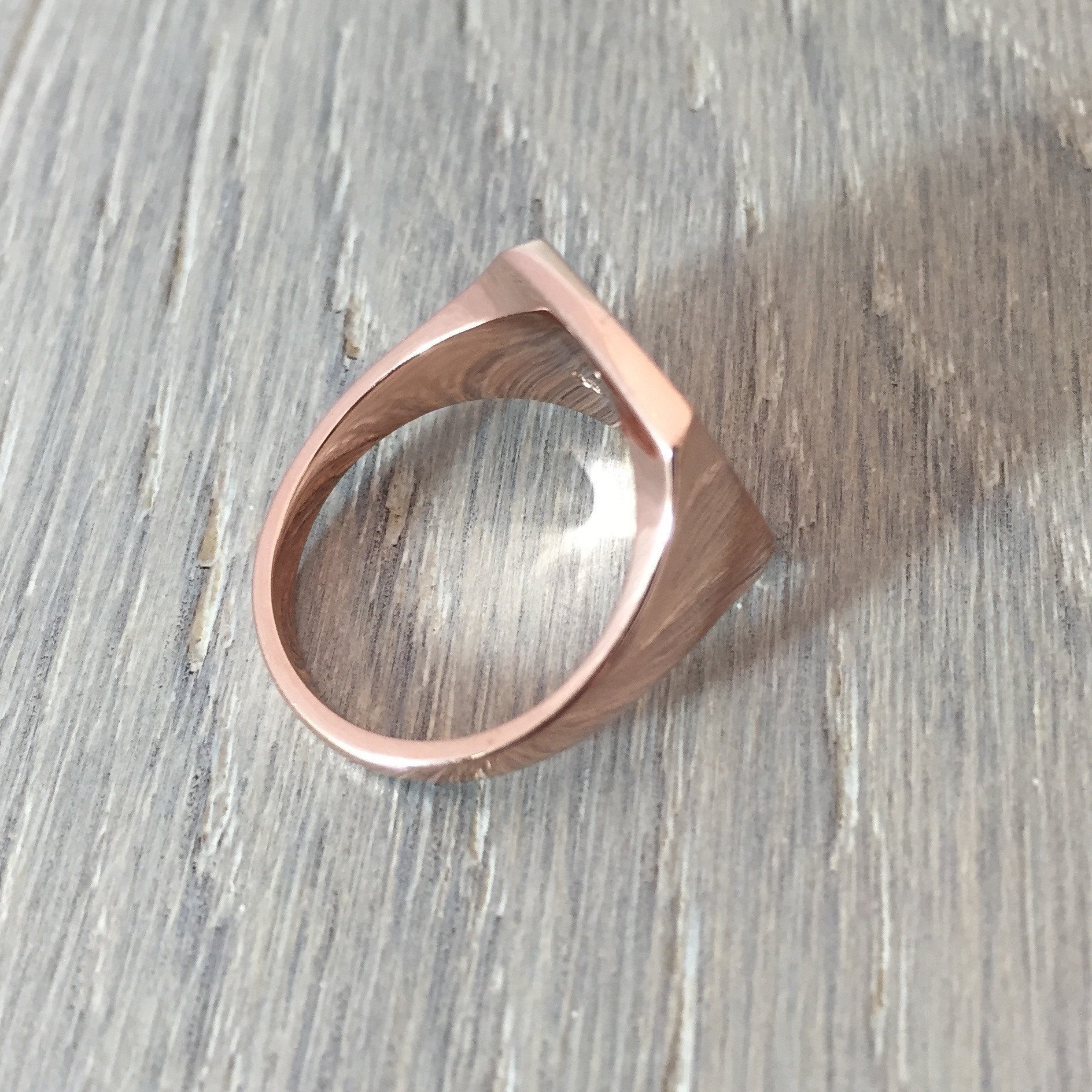 Rose gold signet ring cushion shape