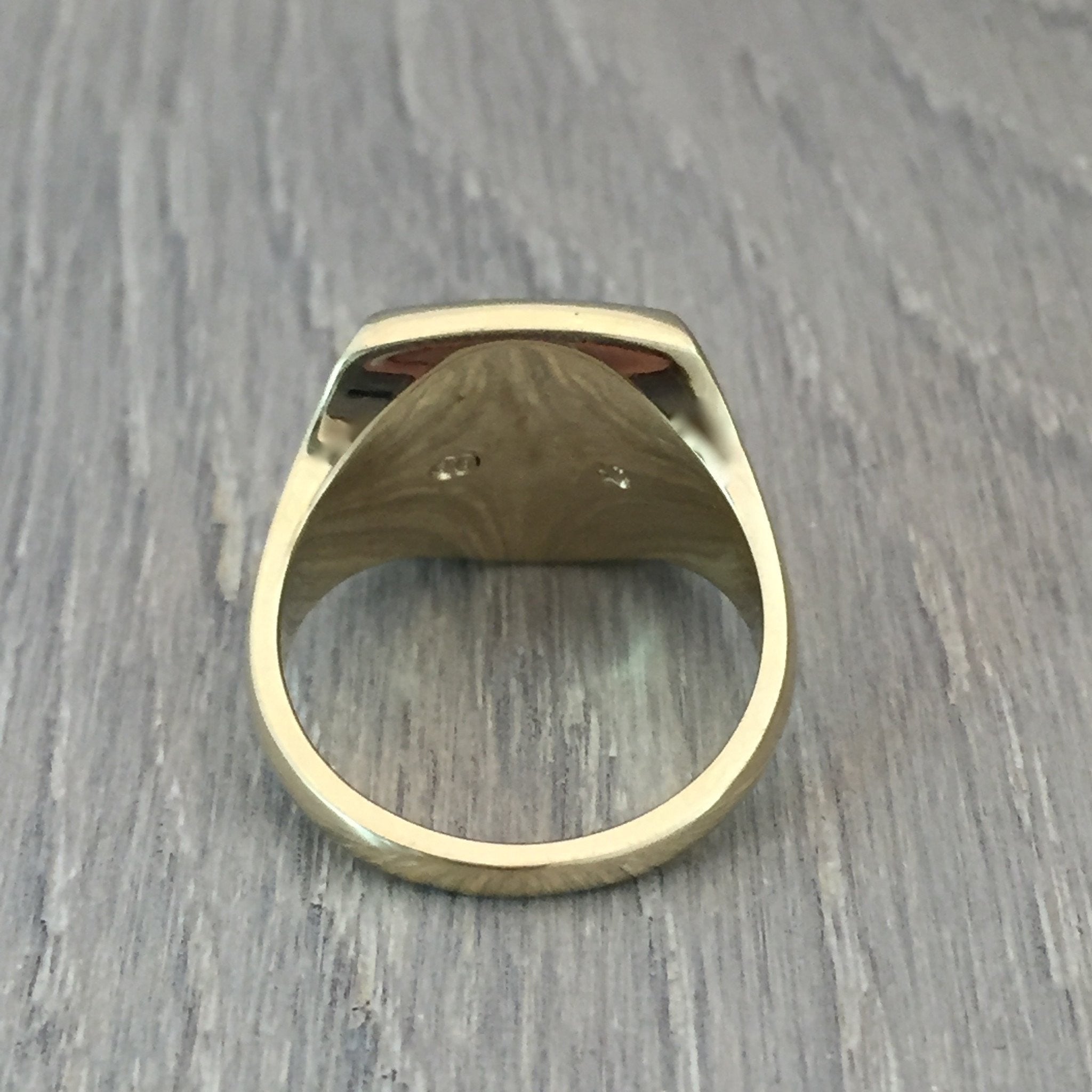 cushion signet ring 9 carat yellow gold 14mm x 12mm