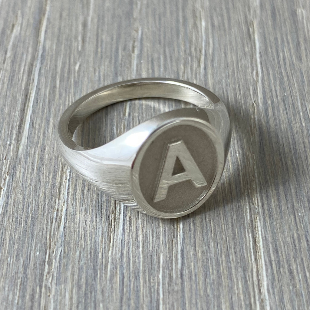 Letter A signet ring