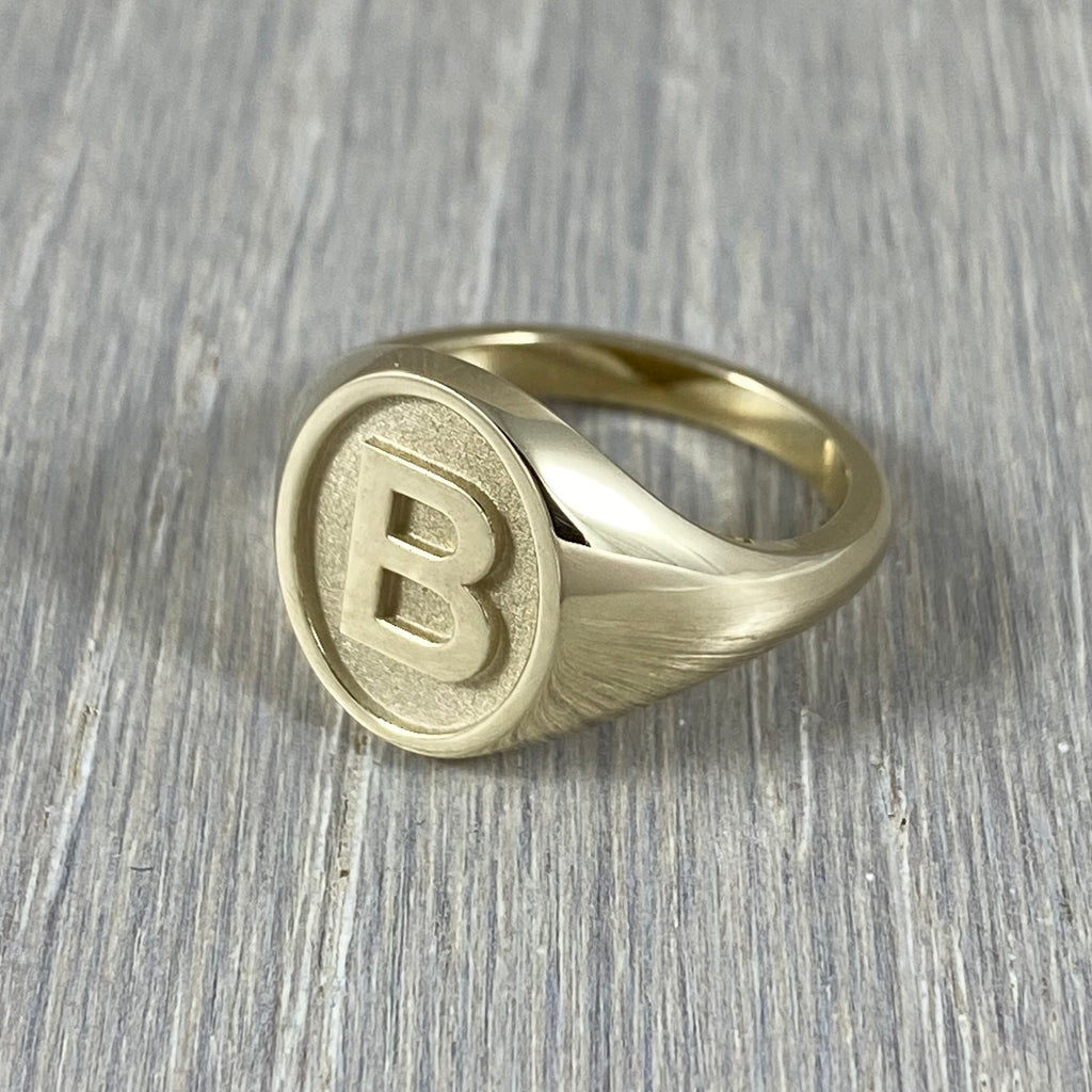 B - Alphabet Signet Ring A - Z -  9 Carat Yellow Gold Signet Ring