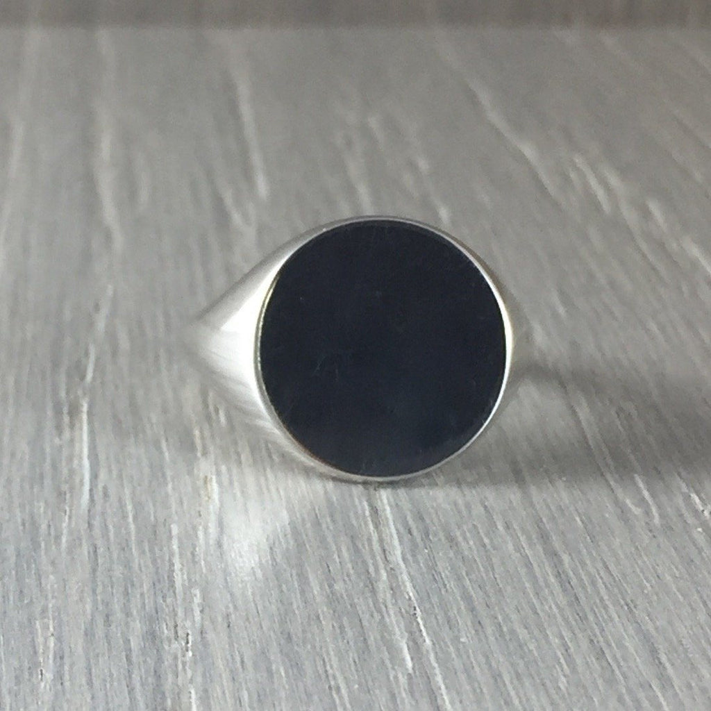 Round sterling silver signet ring