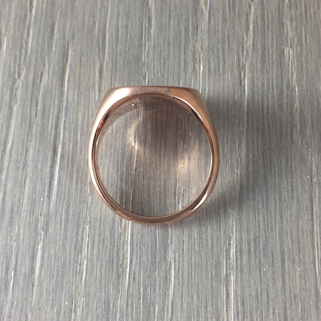 9 carat rose gold 13mm round signet ring