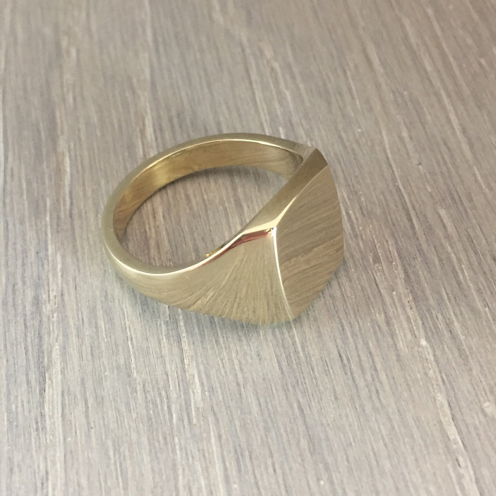 Cushion 12mm x 10mm - 9 Carat Yellow Gold Signet Ring