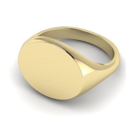 landscape oval signet ring 9 carat yellow gold 15mm x 12mm