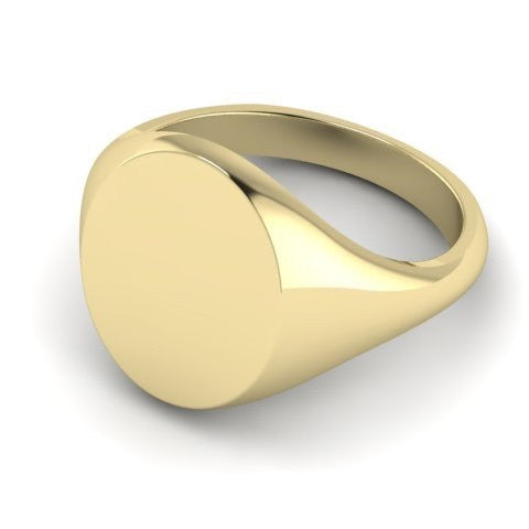 oval signet ring 9 carat yellow gold 14mm x 12mm