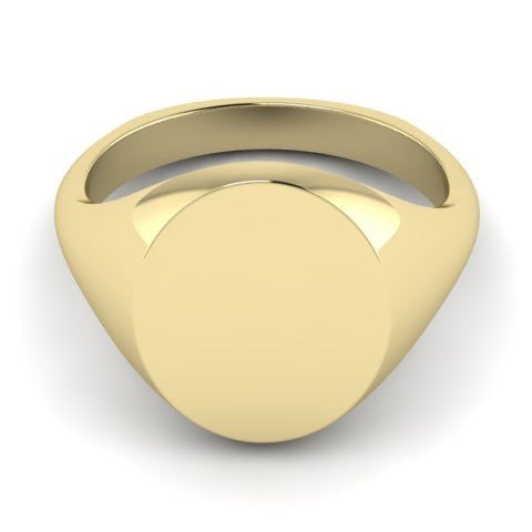 oval signet ring 9 carat yellow gold 13mm x 11mm