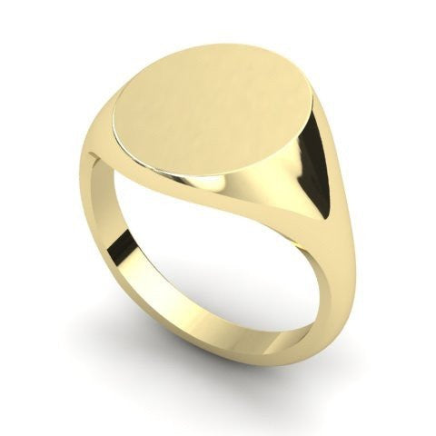oval signet ring 9 carat yellow gold 16mm x 13mm
