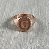 C - Alphabet Signet Ring A - Z -  9 Carat Rose Gold Signet Ring