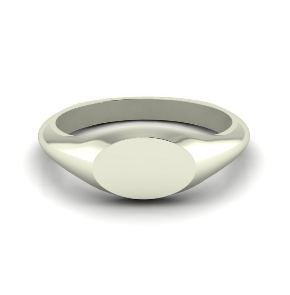 Small Landscape Oval 8mm x 5.5mm - Sterling Silver Signet Ring